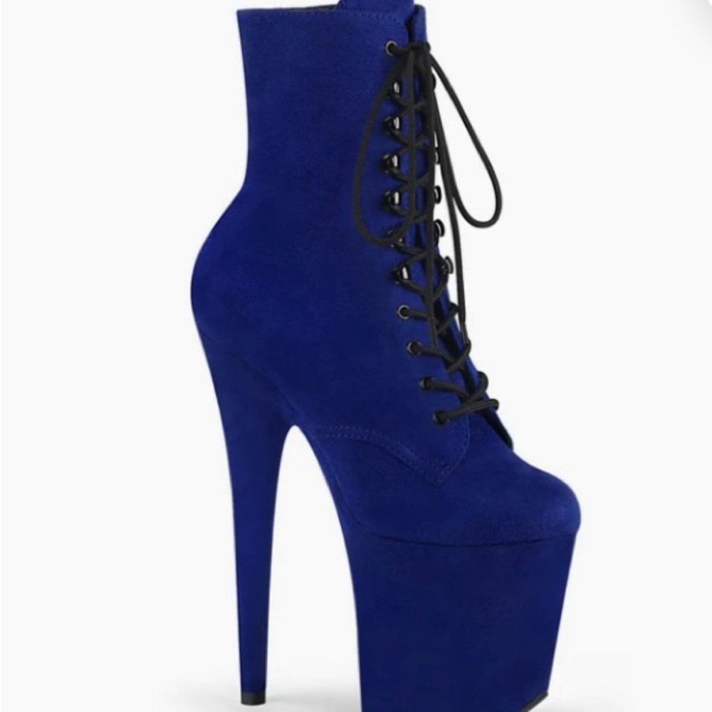 Pleaser flamingo 1020FS blue faux suede boots